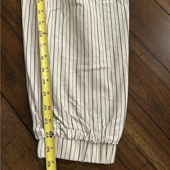 Loft Cream Striped Cotton Blend Jogger Pants Size XL - Picture 3 of 10
